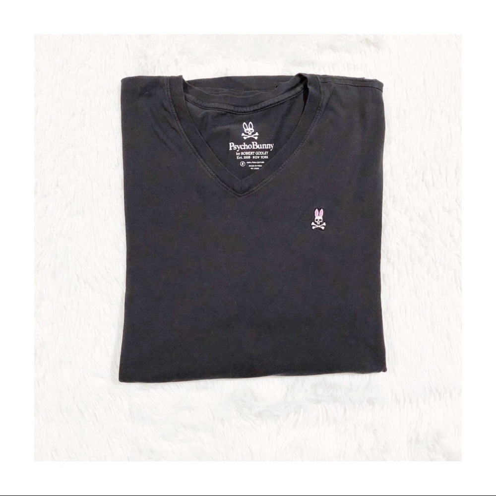Psycho Bunny Classic V-Neck Tee Black sz8